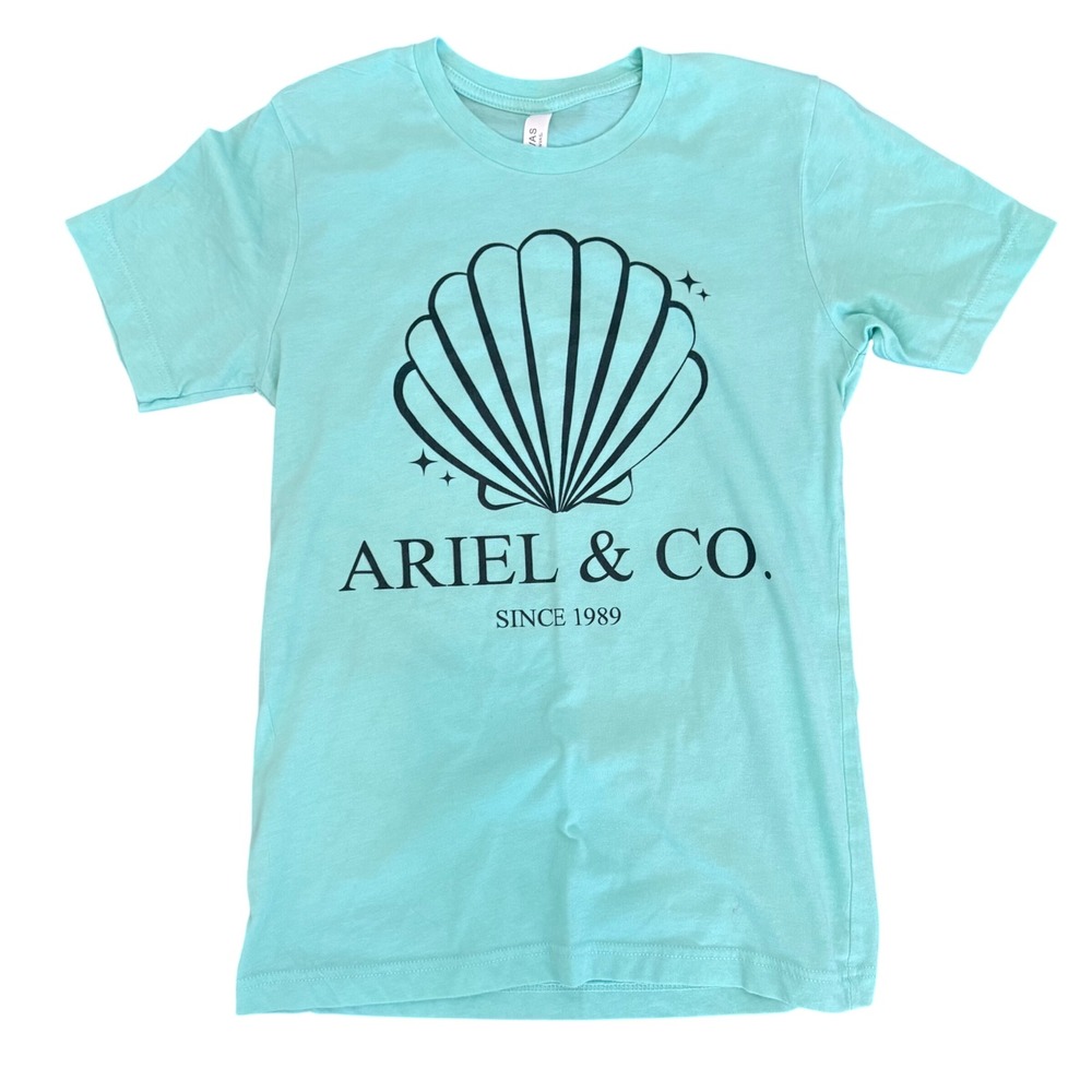 The Little Mermaid Ariel & Co Shell Graphic T-Shirt Blue Green Size Small 1989